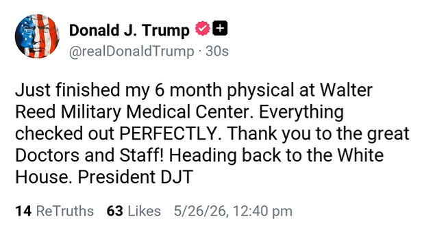 Трамп поділився враженнями про результати медичного обстеження