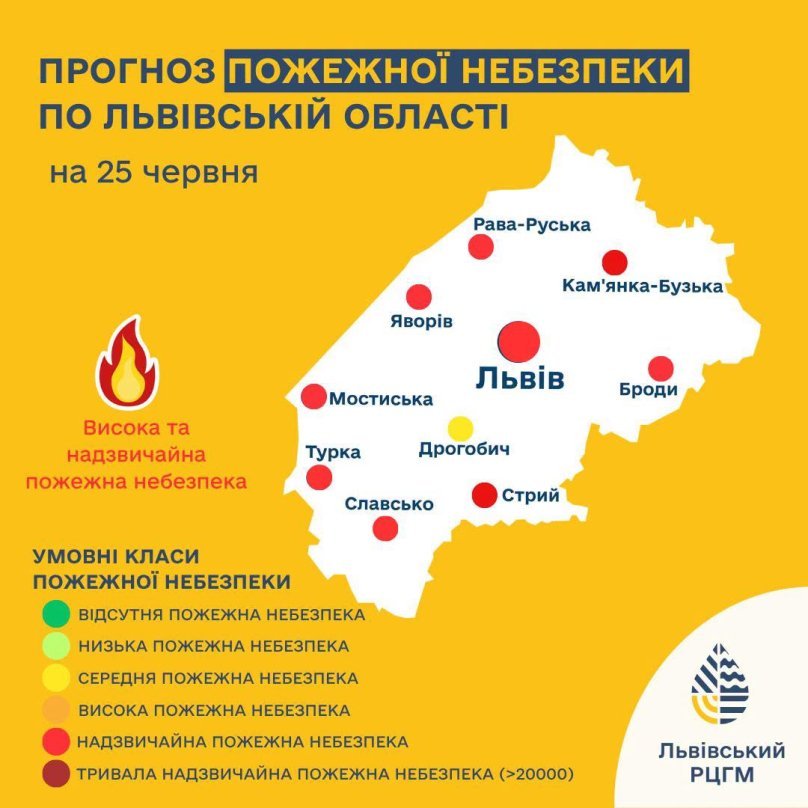 У Львівській області очікують підвищений рівень пожежної небезпеки найближчими днями