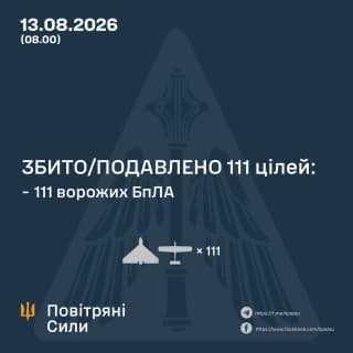 Повітряні сили України знищили 111 ворожих БпЛА під час нічної атаки