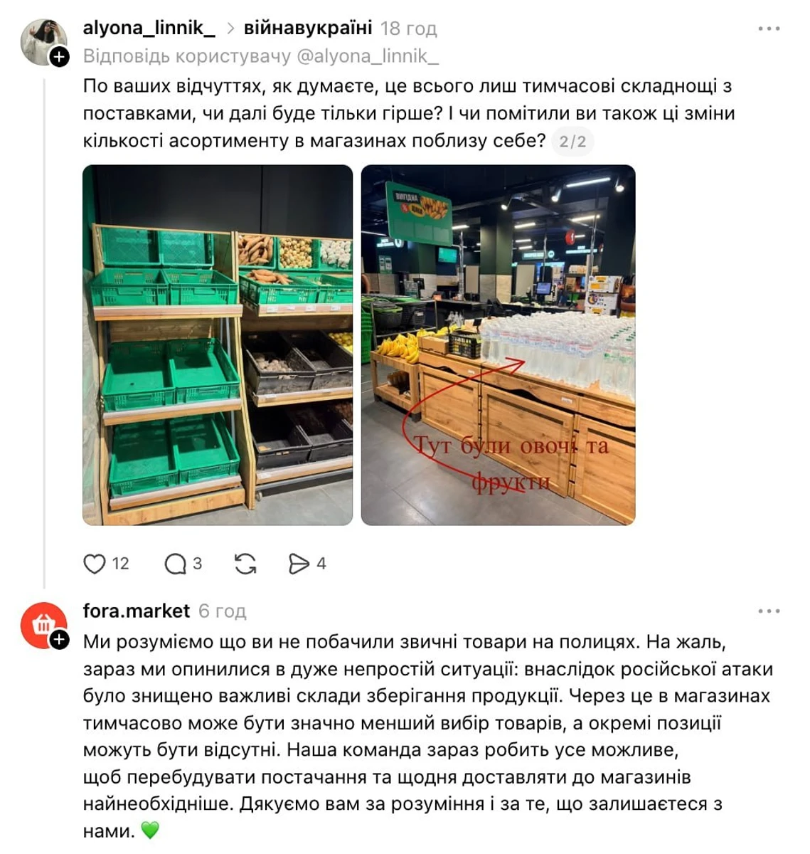 Росія знищила ключові склади Фори: покупці скаржаться на нестачу товарів на полицях магазинів