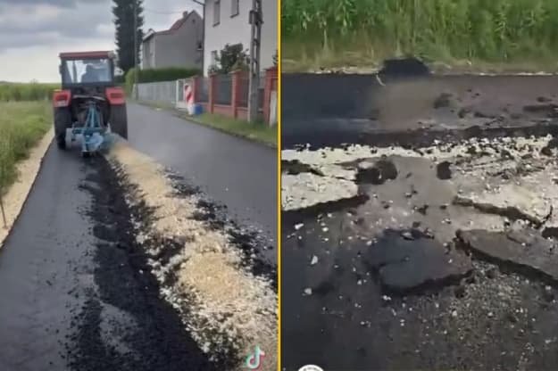У Польщі затримано фермера за переораний свіжий асфальт на дорозі