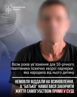 Киянину призначено 8 років ув'язнення за зґвалтування психічно хворої падчерки