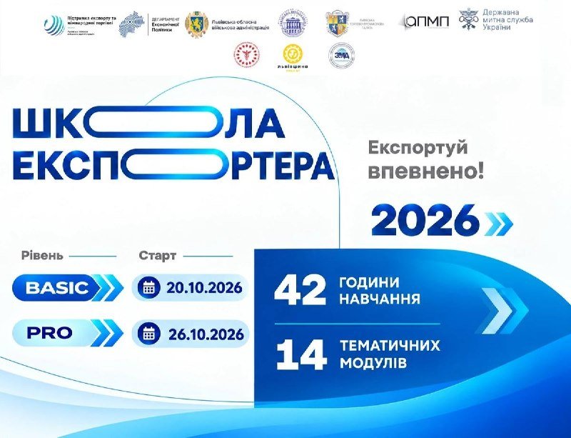 Львівщина оголосила про старт «Школи експортера»: розпочато реєстрацію на безкоштовне навчання для підприємців