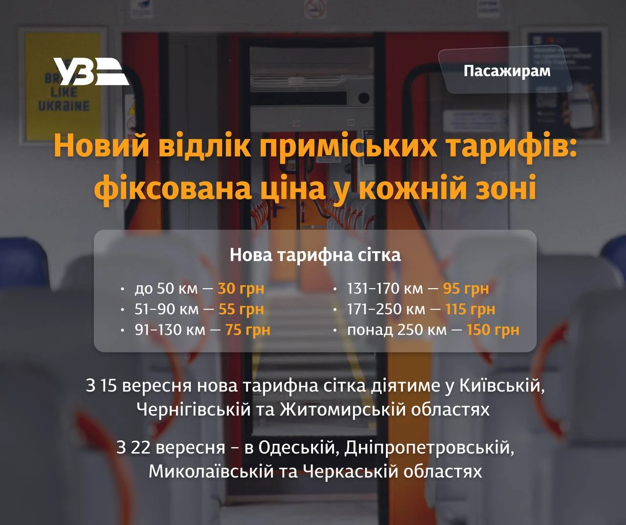 "Укрзалізниця запроваджує нові тарифи на приміські поїзди: зміни вартості квитків в регіонах"