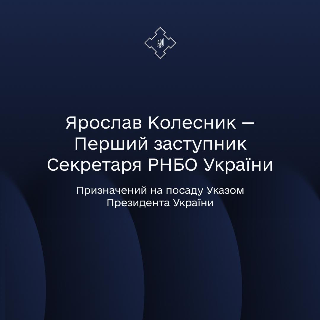 Ярослав Колесник призначений першим заступником Секретаря РНБО України