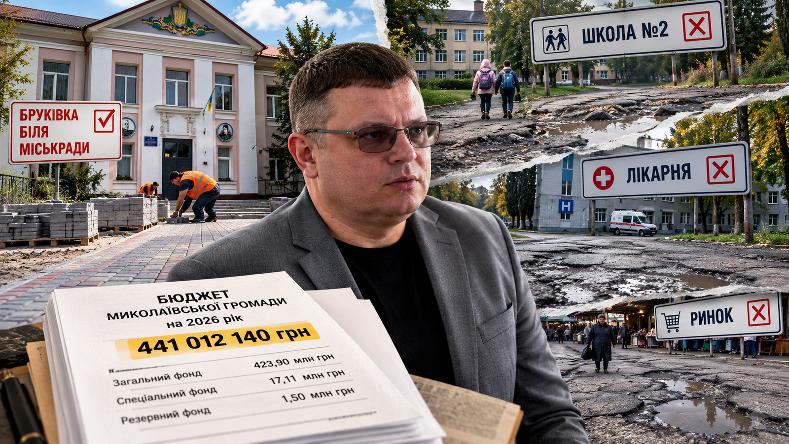 Бруківка біля міськради, розбиті дороги до школи та лікарні: мешканці Миколаєва ставлять питання до команди Щебеля